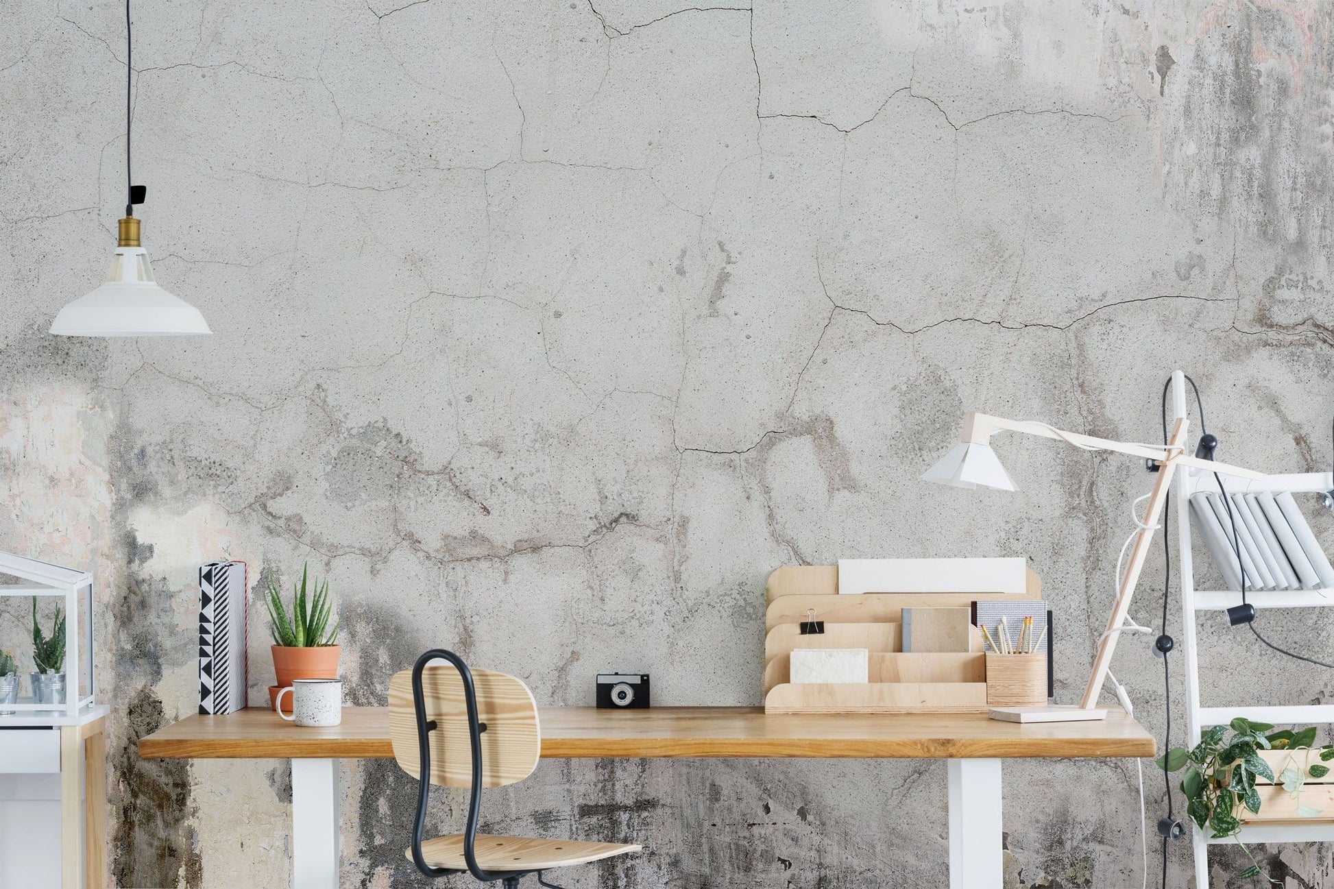 Modern Abstract Grey Concrete Mural Wallpaper in office