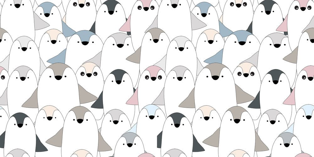 cartoon Penguins wallpaper mural for room decor