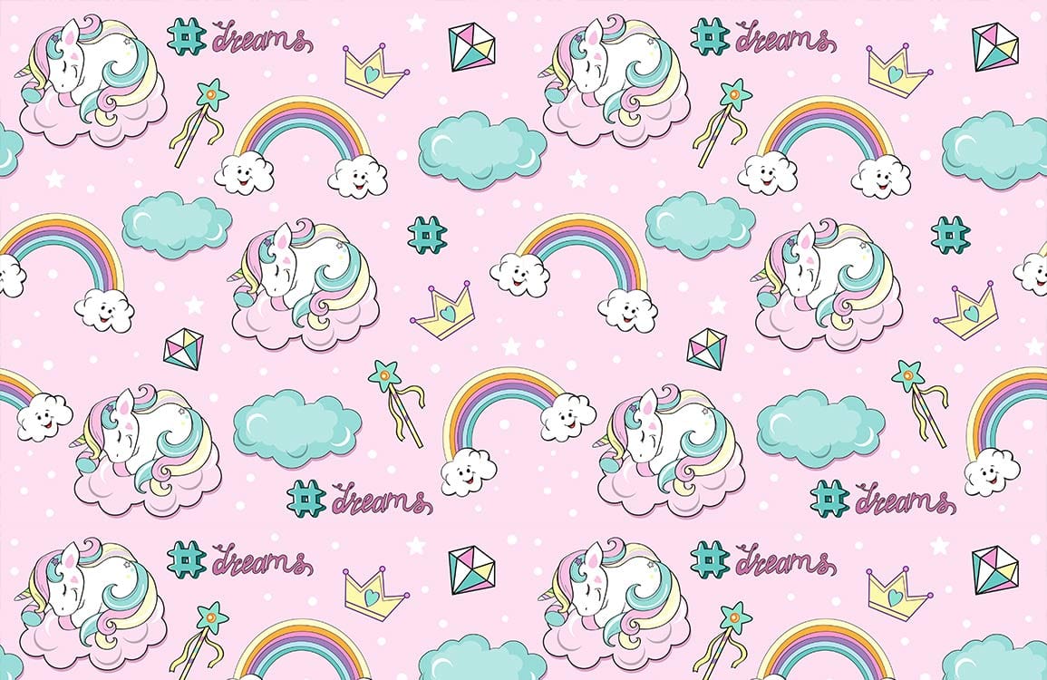 Cute Unicorn Pink Wallpaper Art Decor