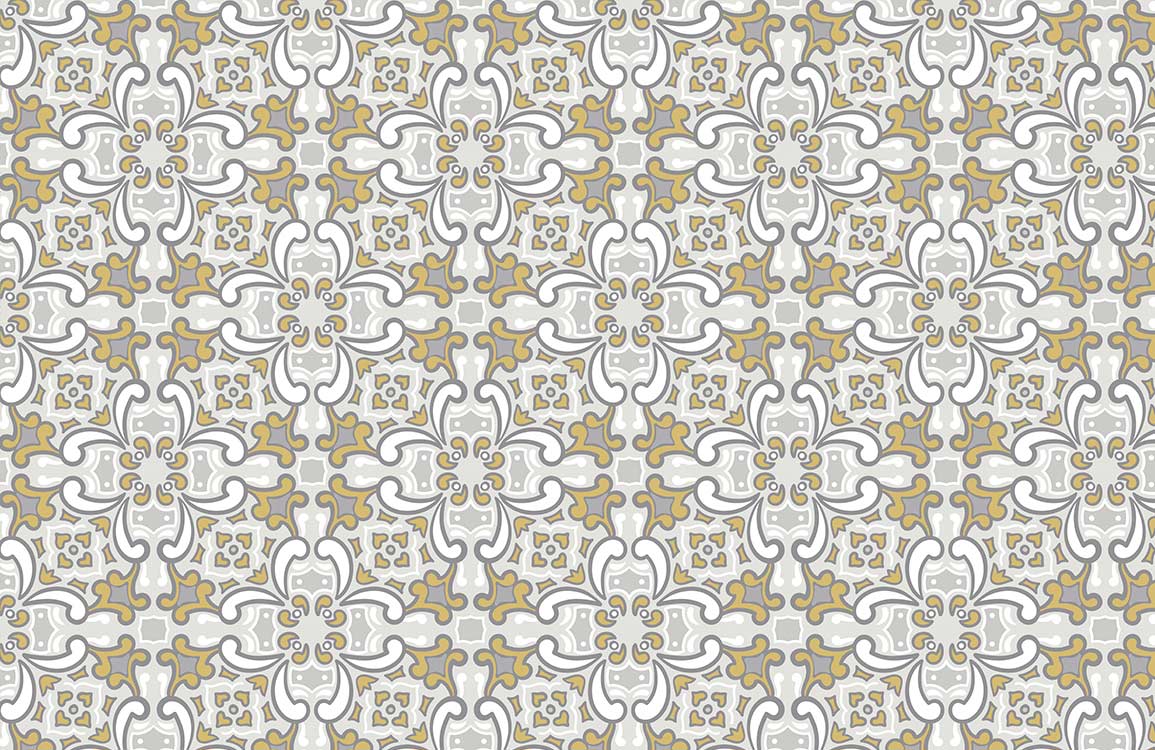 Elegant Gold Floral Damask Mural Wallpaper