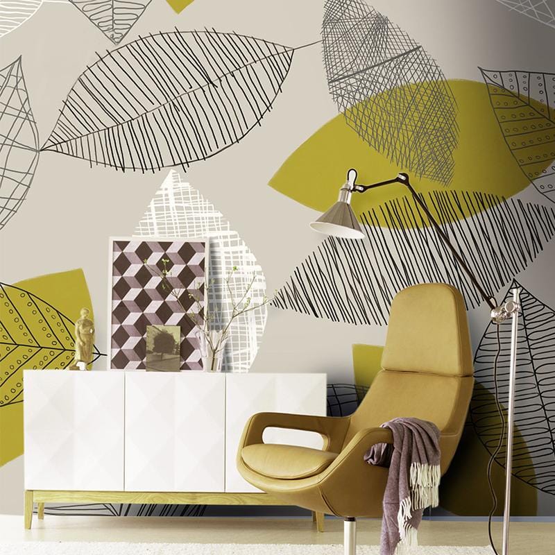 Decorative Leaves wallpaper mural decoration idea