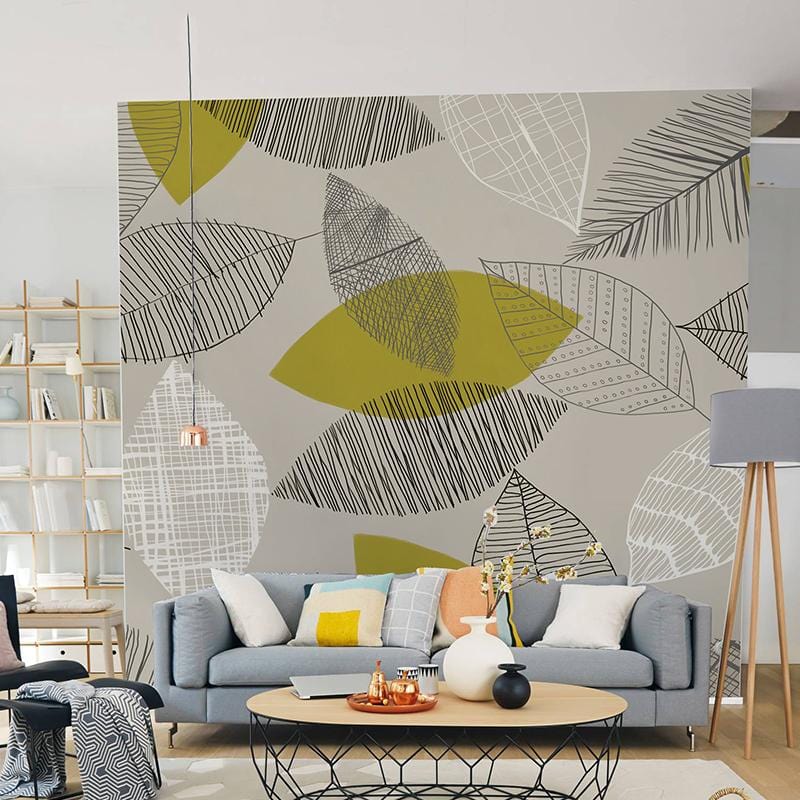leaf pattern mural custom design art