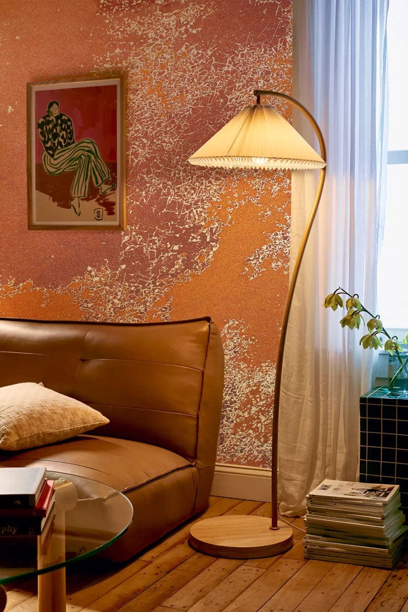 Wallpaper Mural in Disrepair for the Living Room Featuring a Red Color Scheme