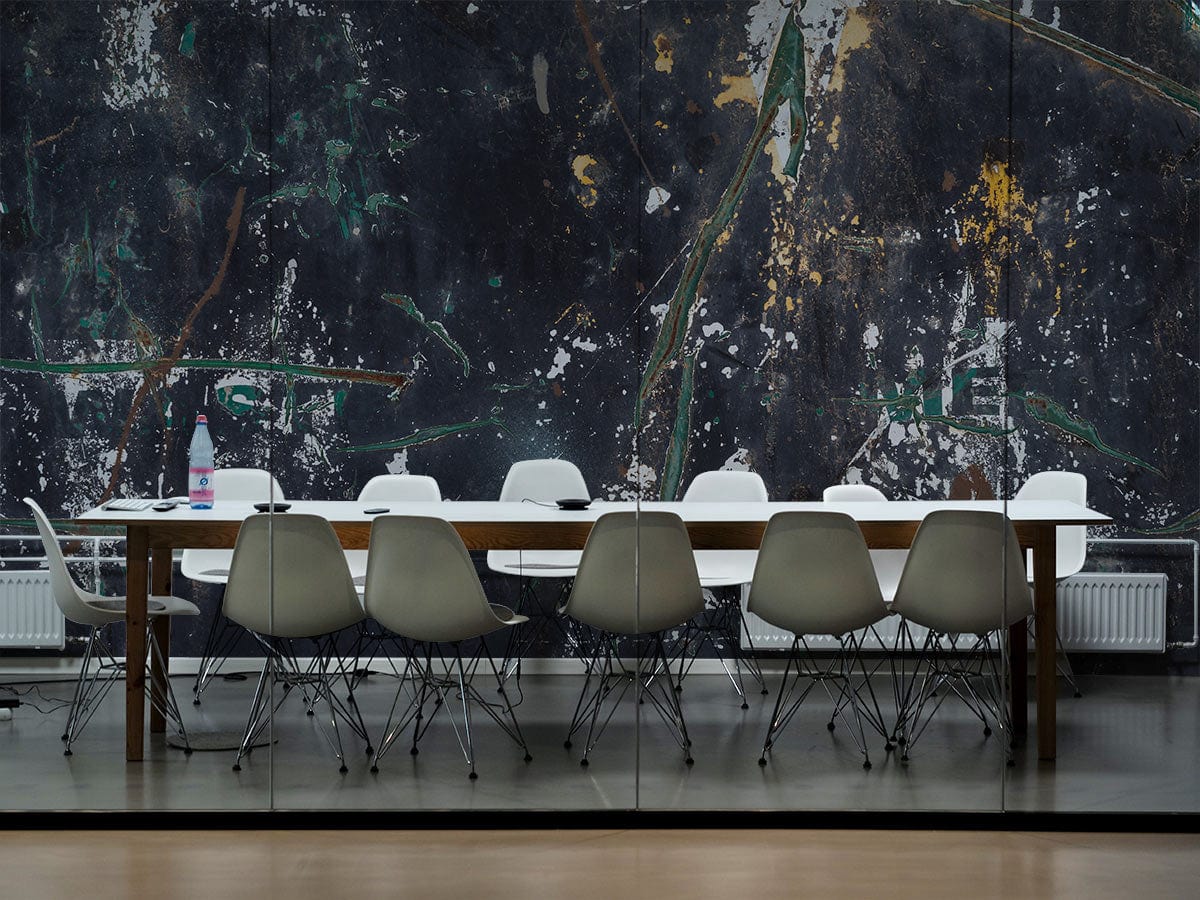 Abstract Artistic Black Gold Mural Wallpaper in meeting room