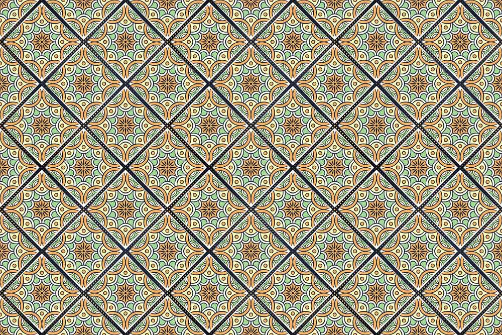 vector and illusion mural in green and orange colors for the interior design of your home