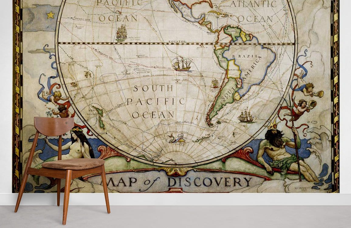 Vintage Nautical Map Wallpaper for Wall