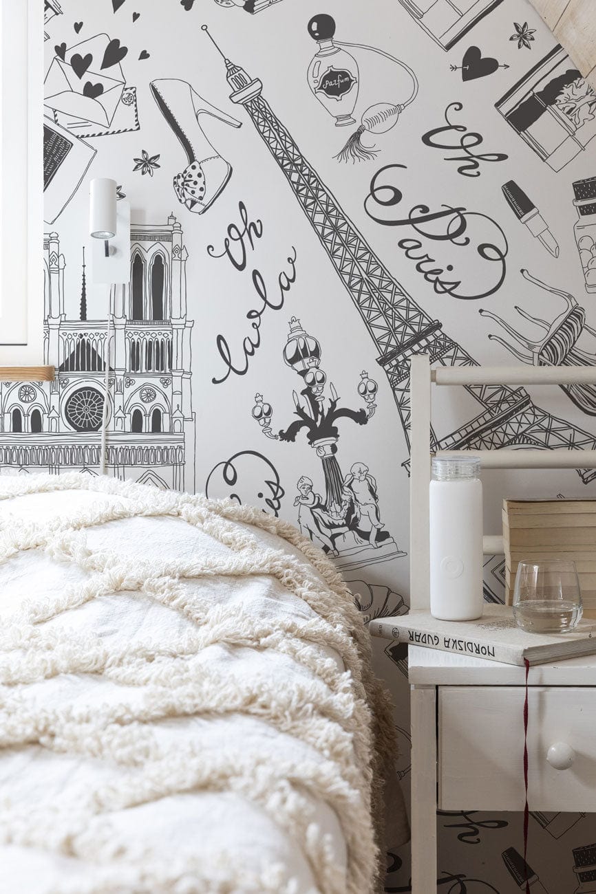 eiffel tower wallpaper mural bedroom decor idea