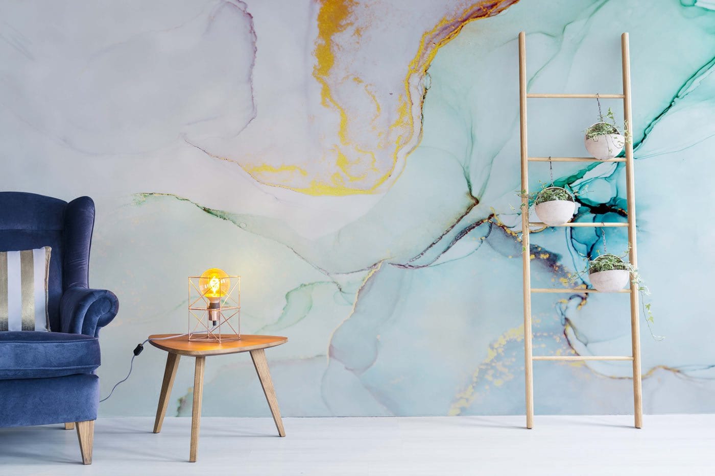 Marble contemporary wallpaper used for the decoration of hallways