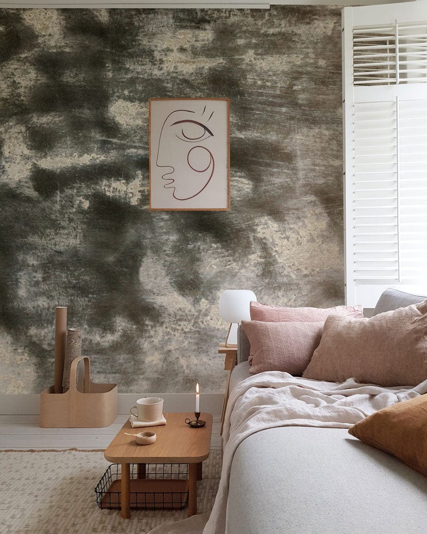 abstract wall mural guest room decor idea