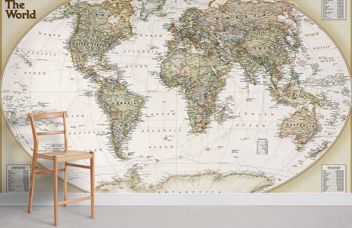 Vintage World Map Wallpaper Mural