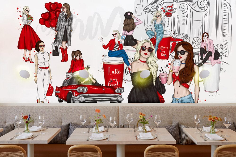 Fashion Valentine Graffiti Mural Restaurant