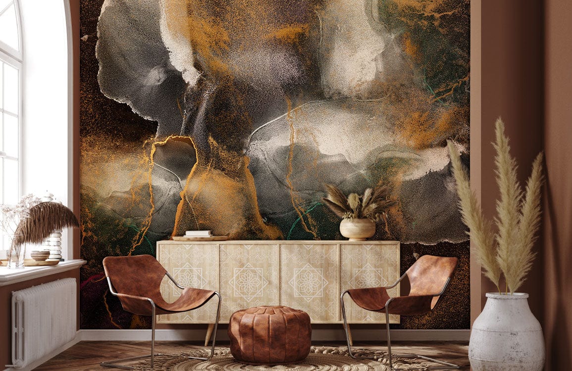 floating sand industrial wall mural hallway design