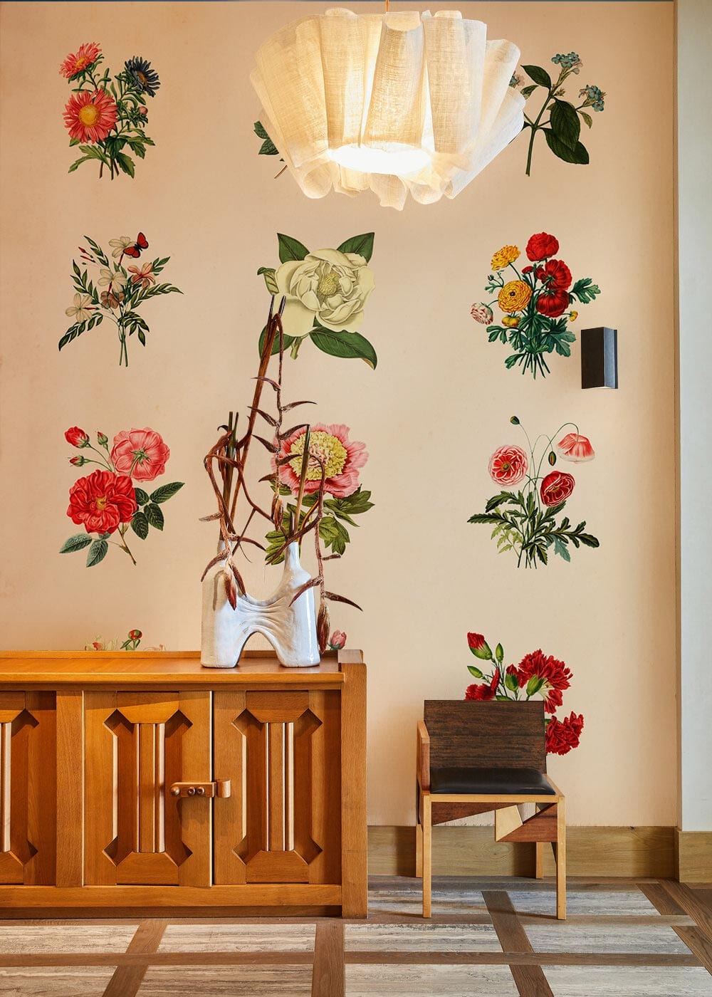 Colorful Flower Wallpaper Mural Interior Design