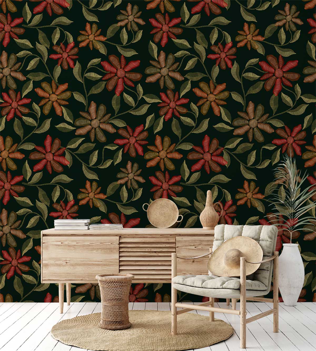 custom design flower wallpaper mural for living room