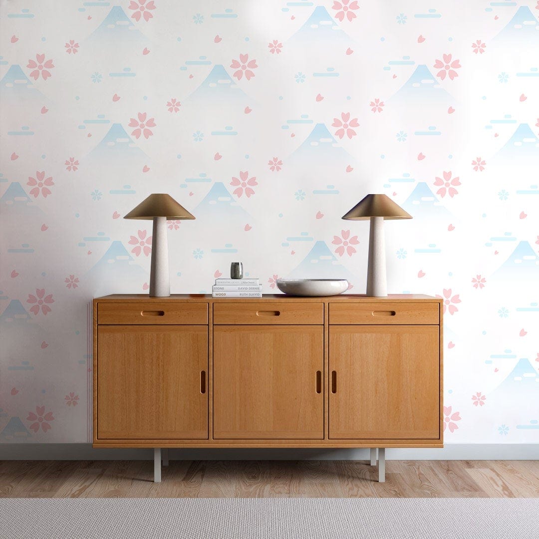 Ombre Blue and Pink flower Pattern Customized Mural