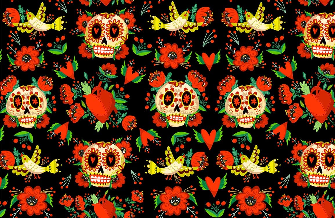 Flower & Skeleton Cool Mural Wallpaper Home Decor Design