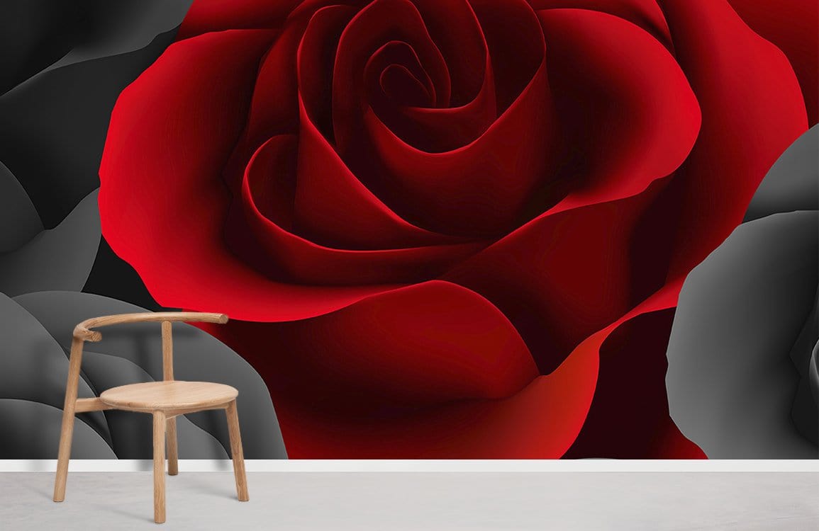 Home Decoration Featuring a Dark Large Rose Wallpaper Mural