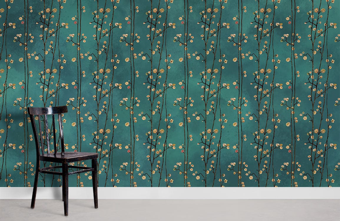 Emerald Green Botanical Mural Wallpaper