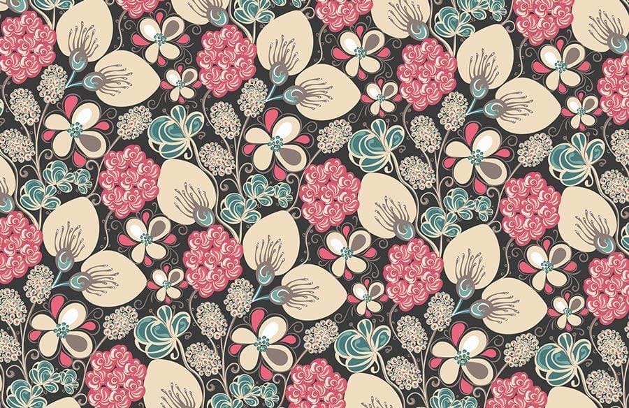 Wallpaper mural with a floral pattern for use as home decor