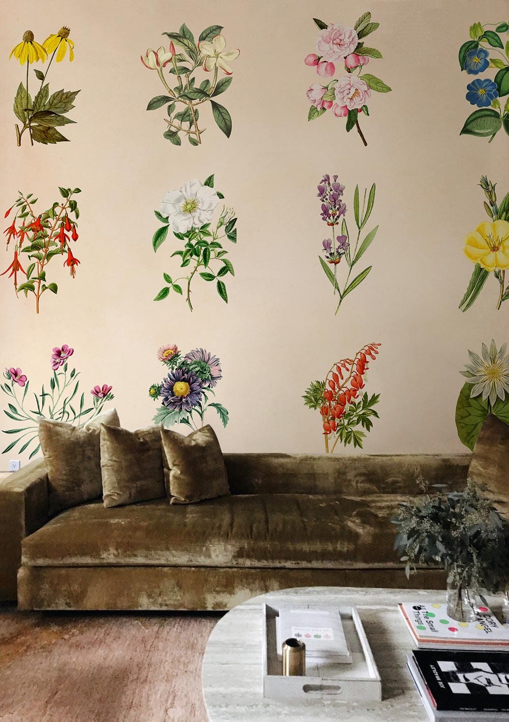 Vintage Flower Wallpaper Interior Design