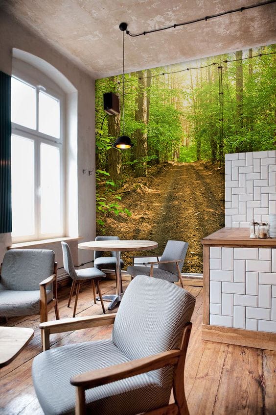 Forest Alley Dining Room Wallpaper Custom Decor