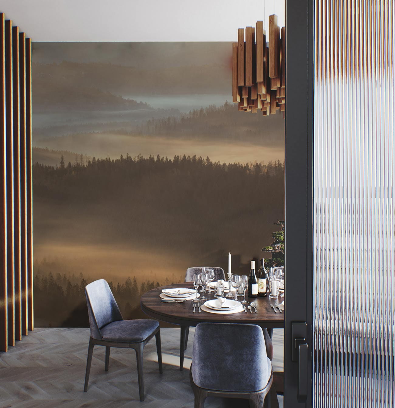 cloud fog forest jungle customized wallpaper