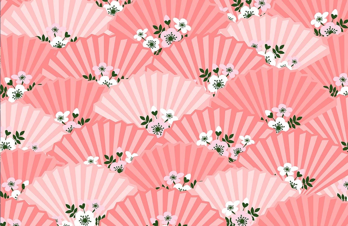 Folding Fan Repeating Pattern Wallpaper Home Decor