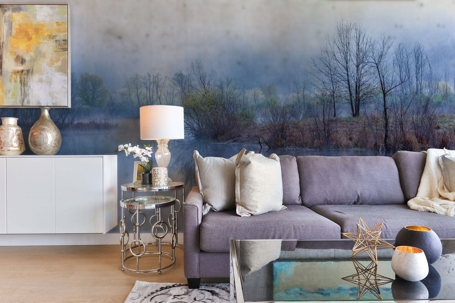 forest in water fog custom mural accent wall decor