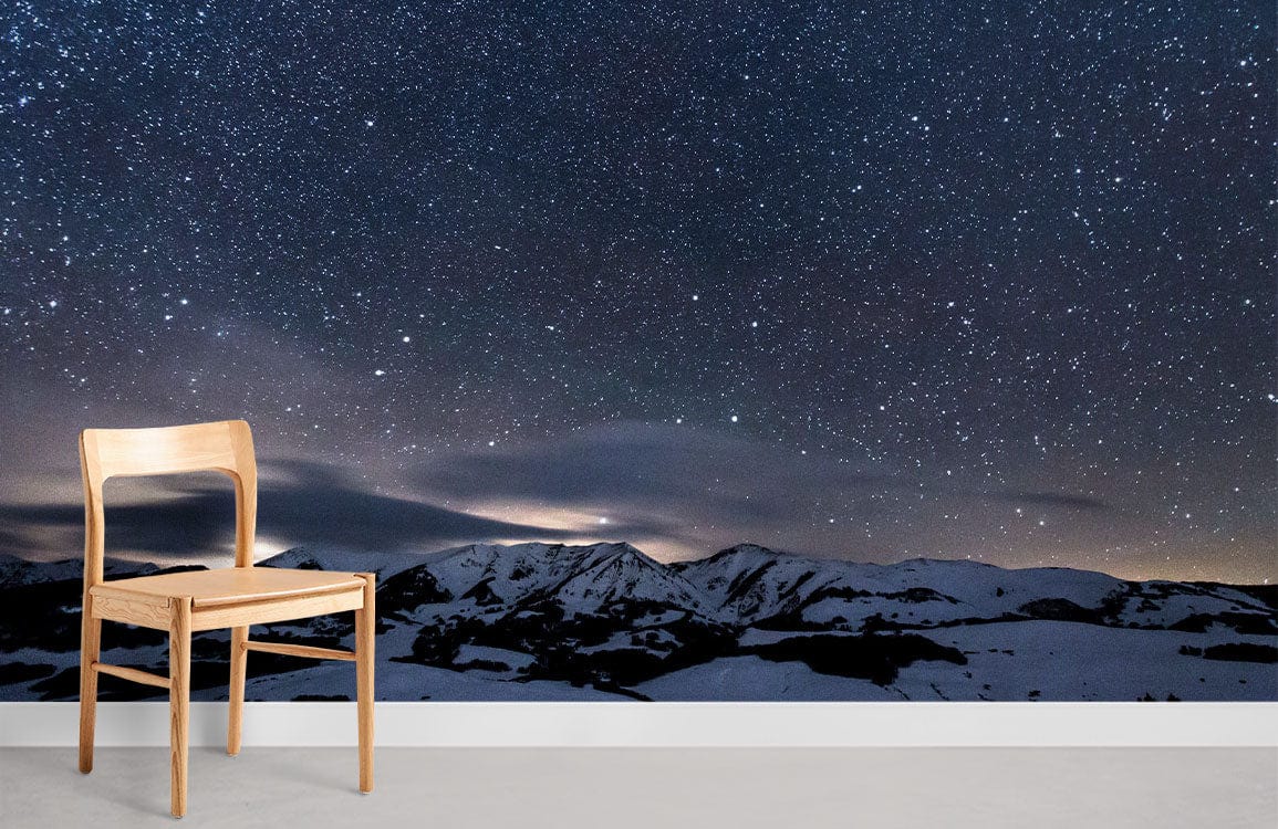 Galaxy above Mountains Wall Mural For Room