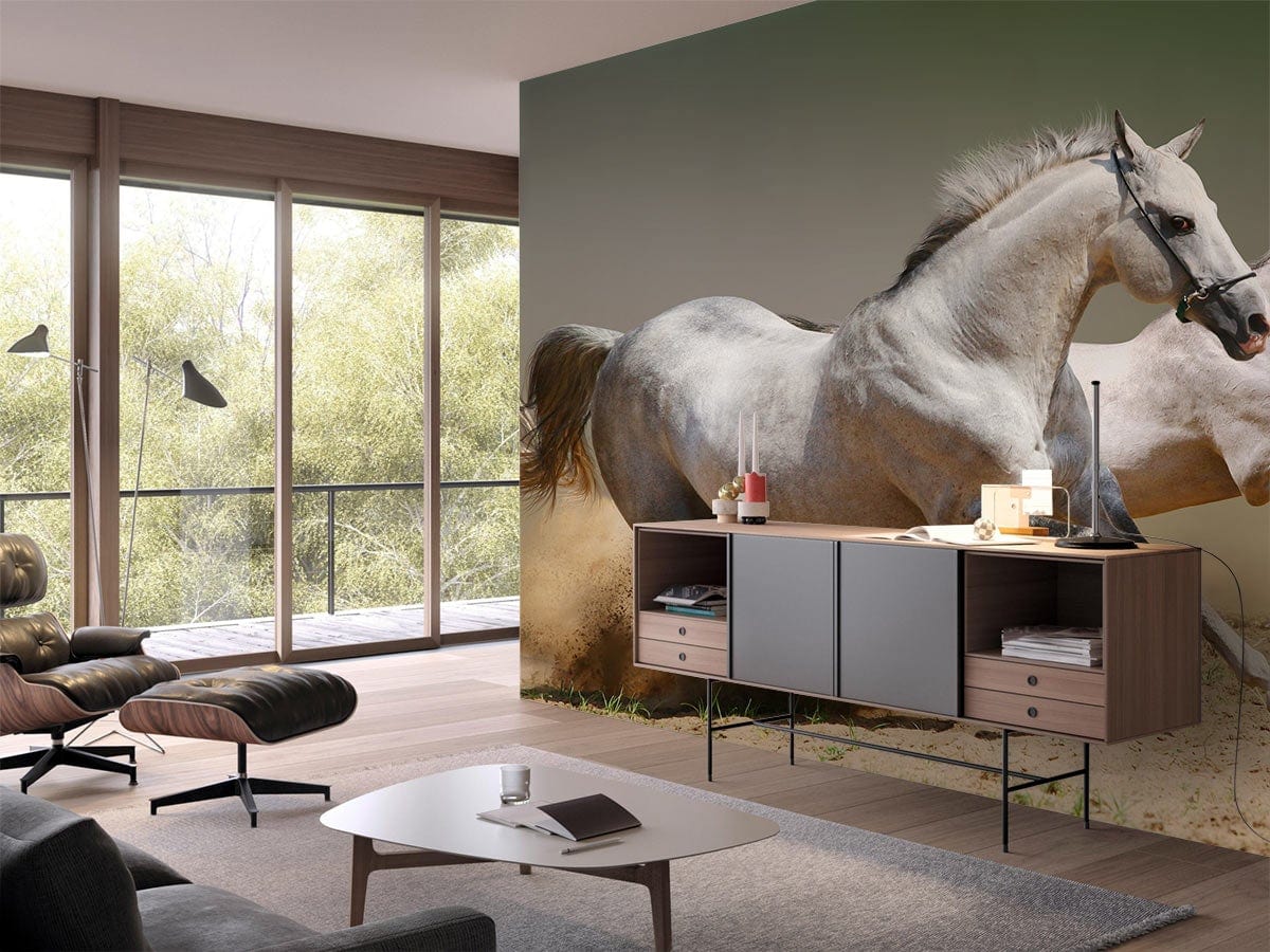 Majestic Galloping Horses Wall Mural in living room