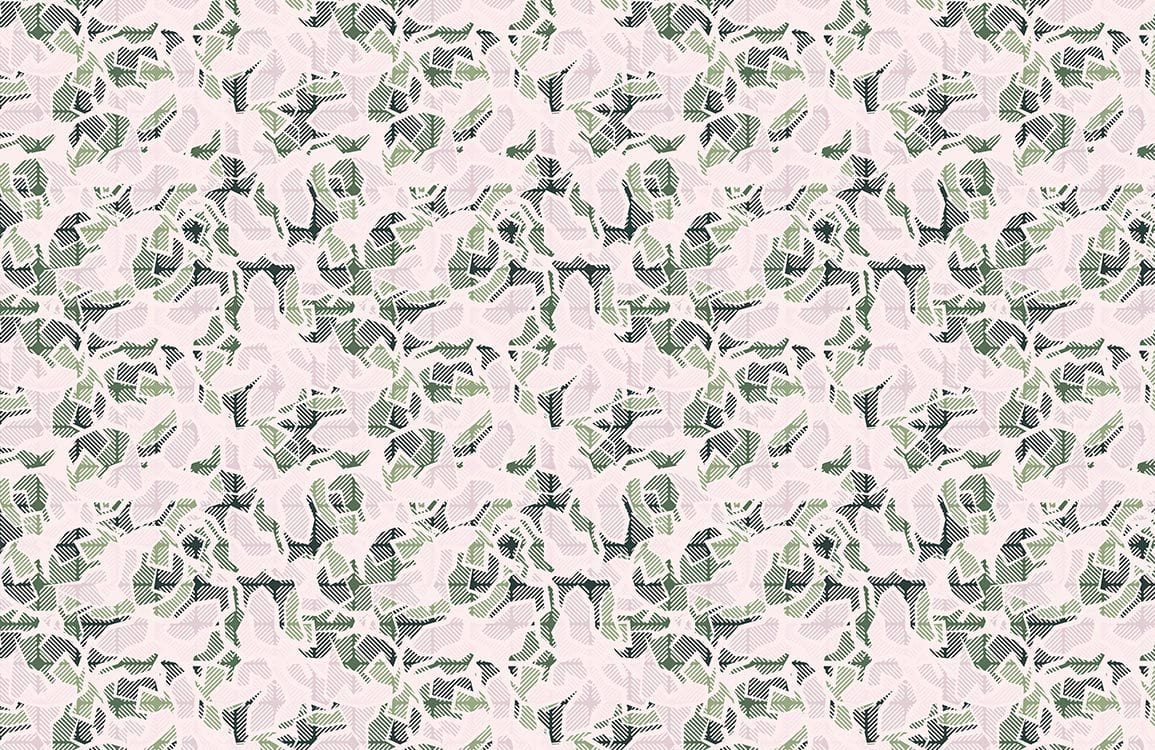 Green Leaf Pattern Modern Mural Wallpaper