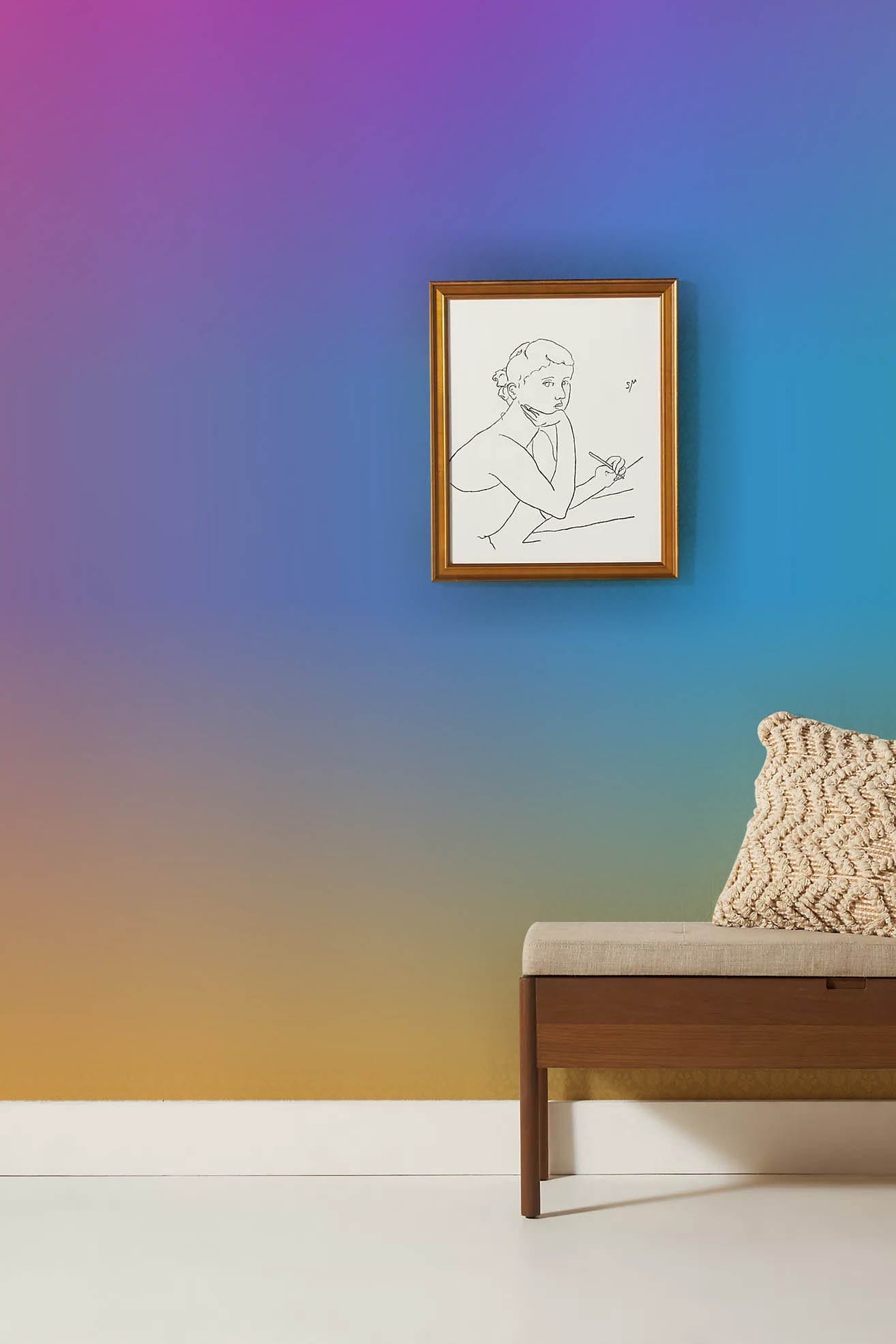 Wallpaper mural with a colour gradient for use in decorating the hallway