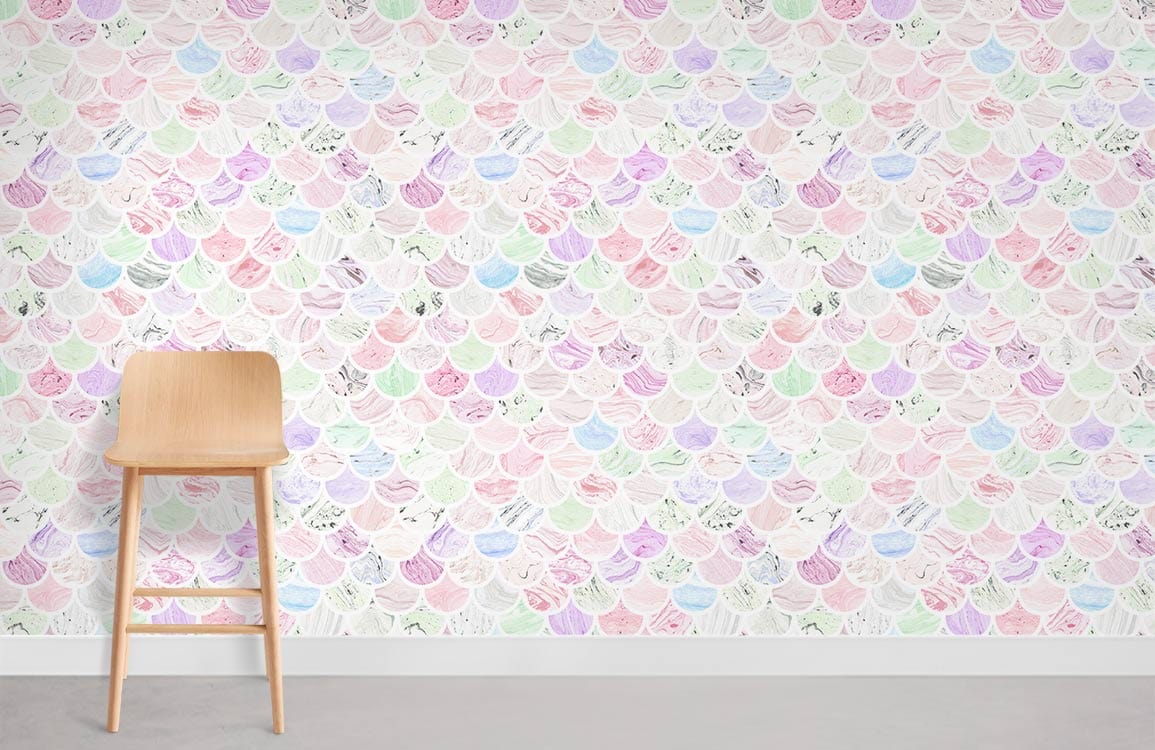 Pink Marble Tiles Effect Wall Mural Room