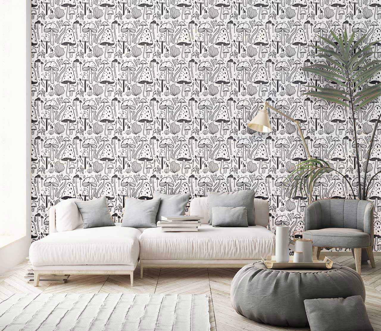 special mushroom rain wallpaper mural for living room