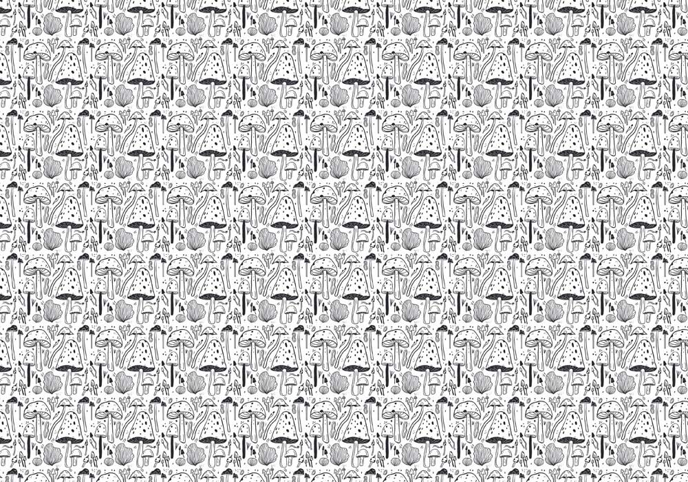 gray mushrooms repeat pattern mural wallpaper for room decor