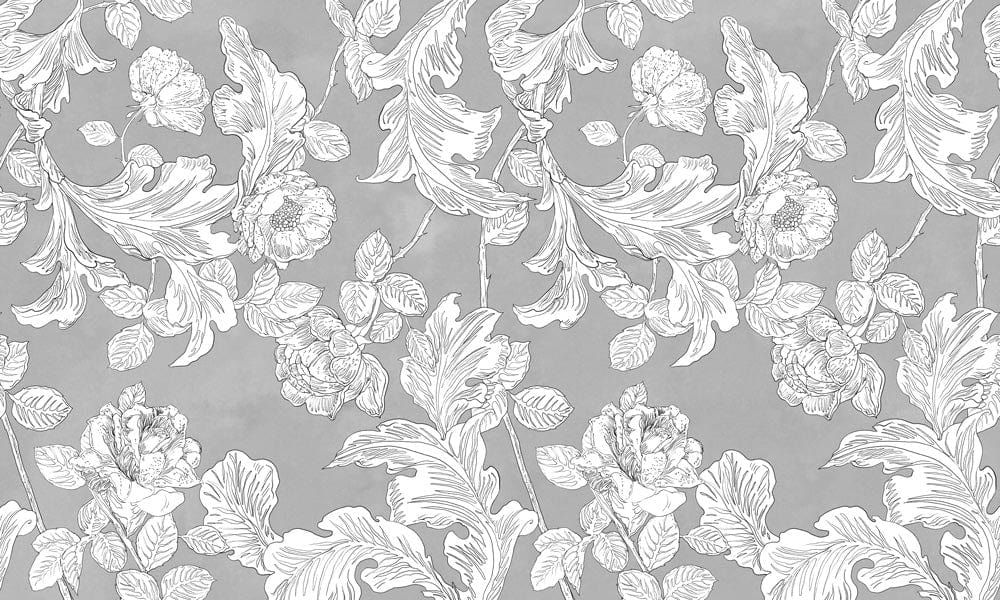 custom gray sketched flowers wallpaper mural for room decor