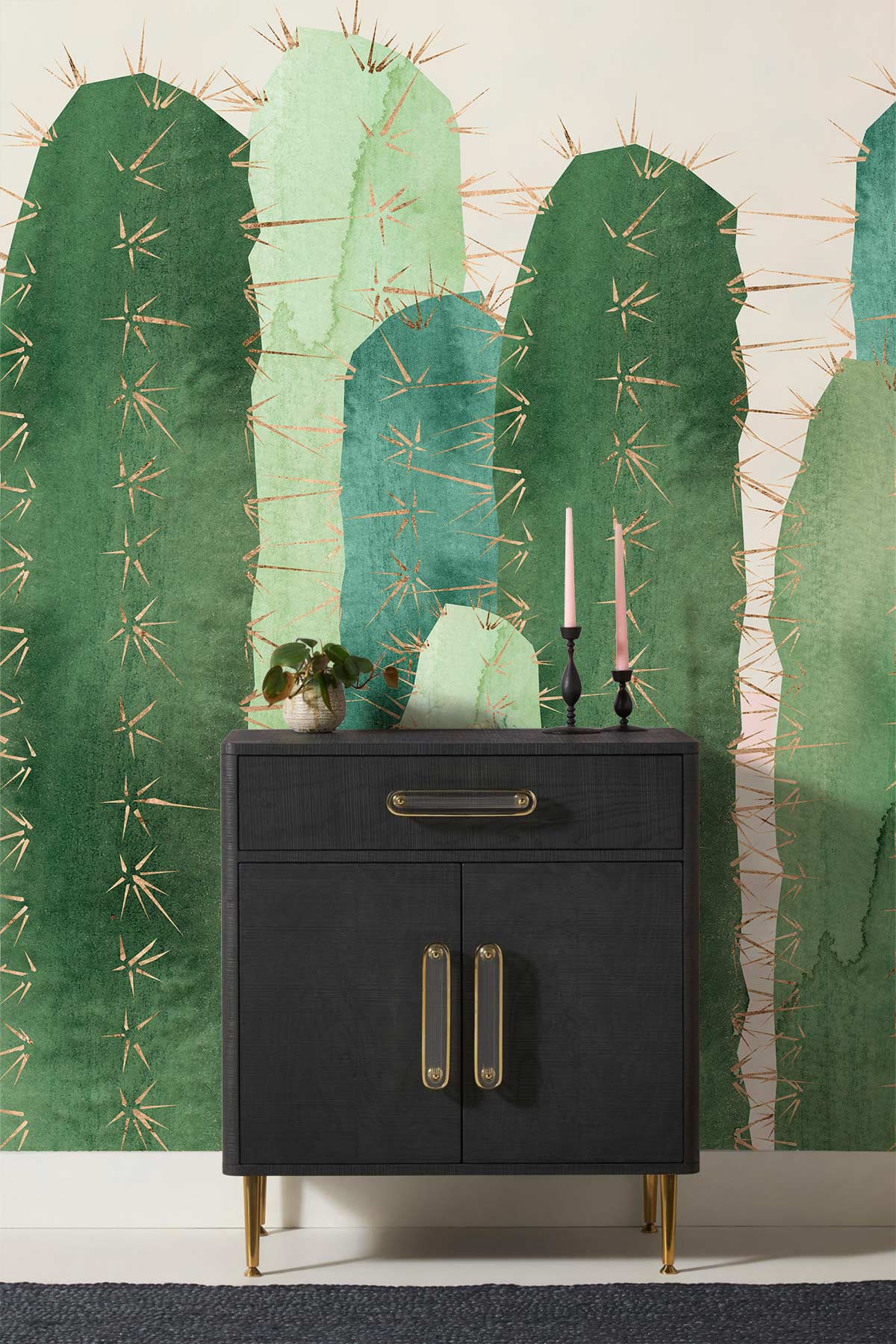 green plants cactus mural wallpaper decoration