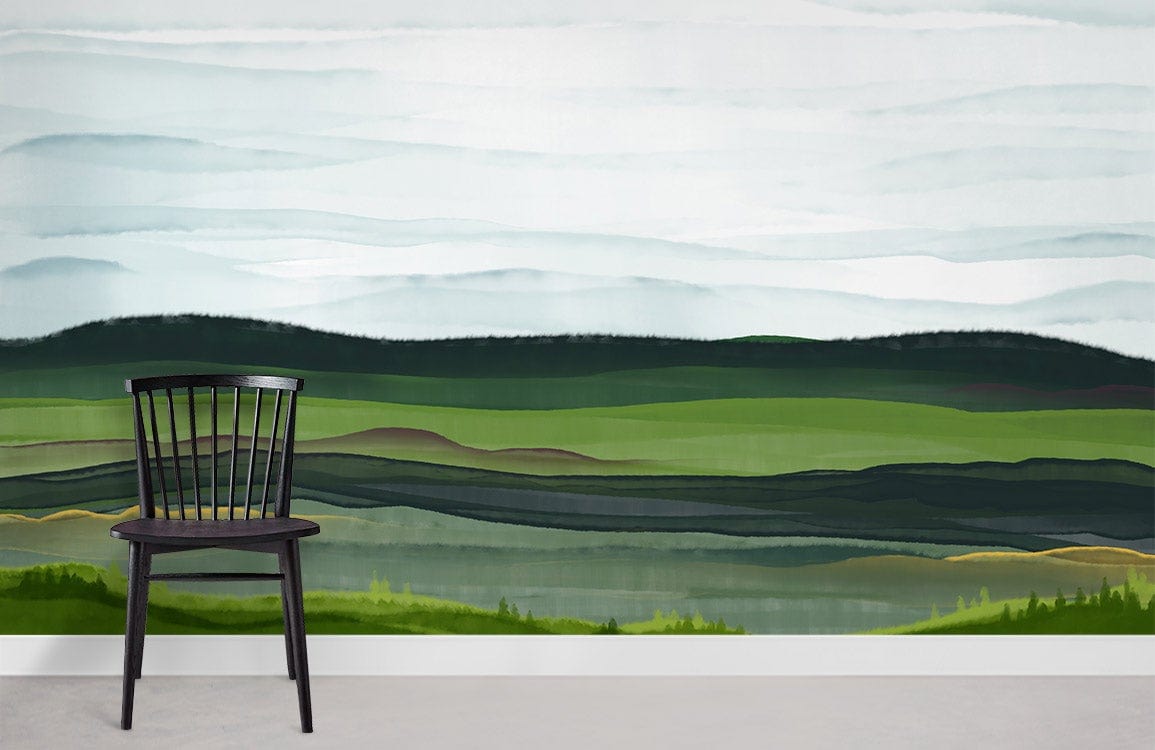 Serene Landscape Watercolor Wall Mural