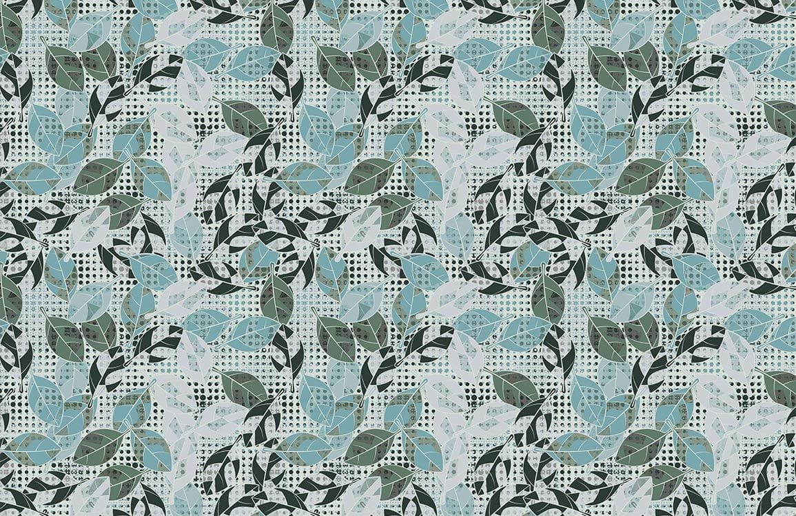 Modern Abstract Botanical Leaf Mural Wallpaper