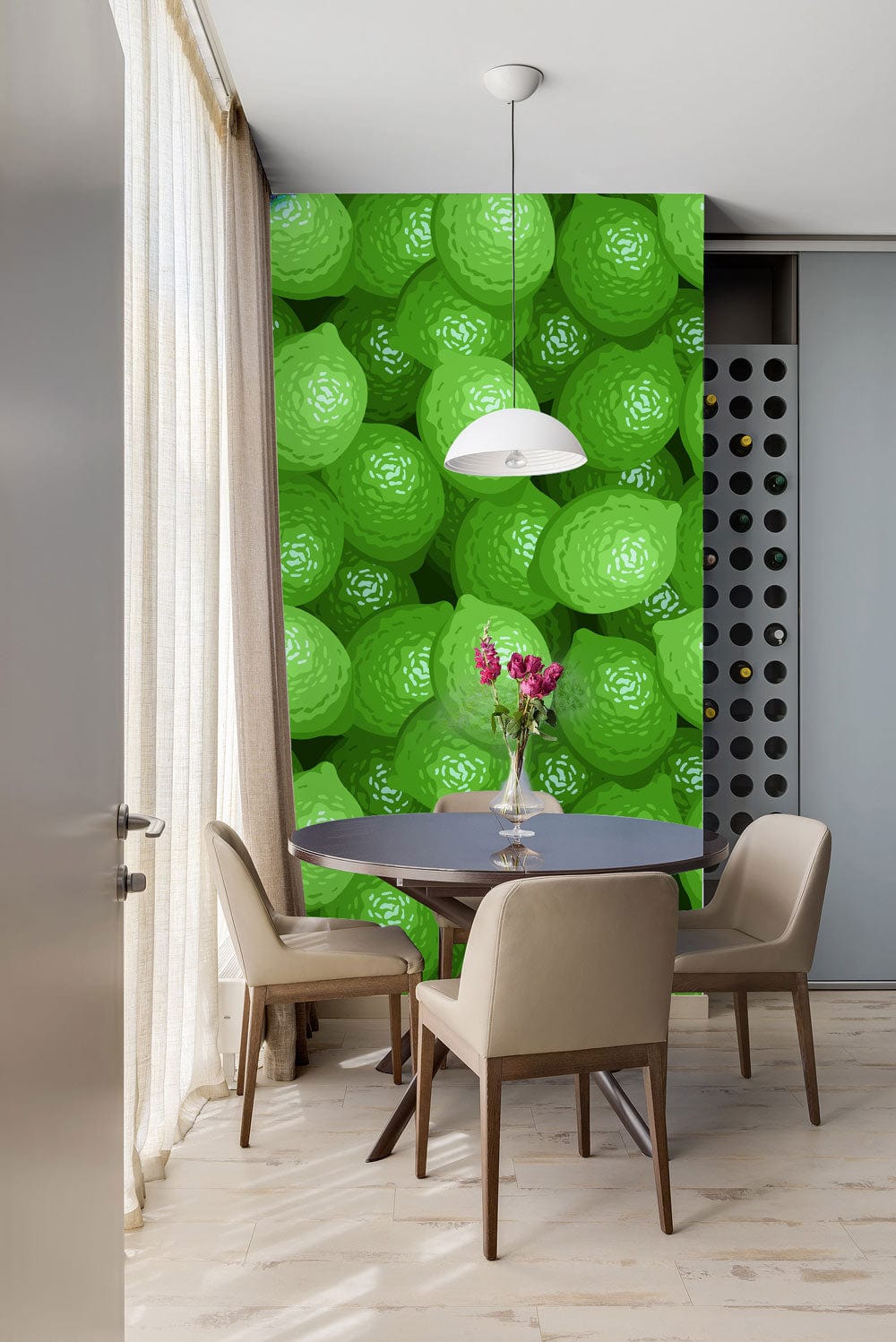 The wallpaper is scented with fresh green lemons.