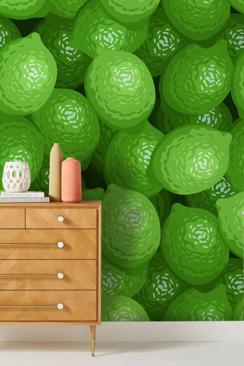 Geustroom wallpaper with a beautiful lemon design.