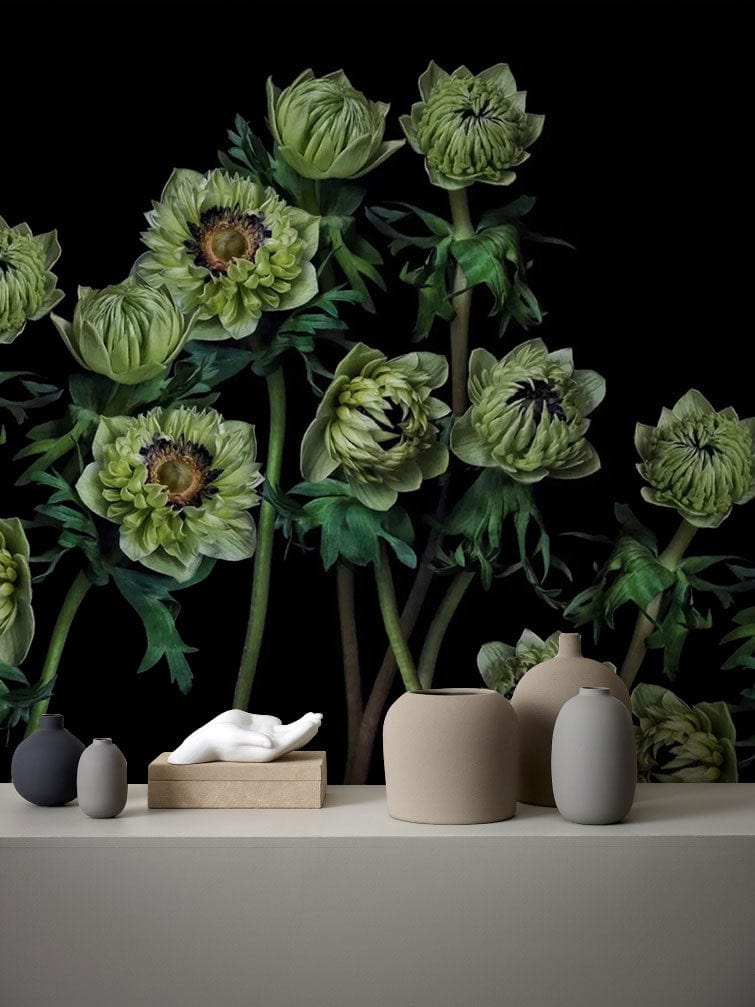 green flower wallpaper mural room decoration