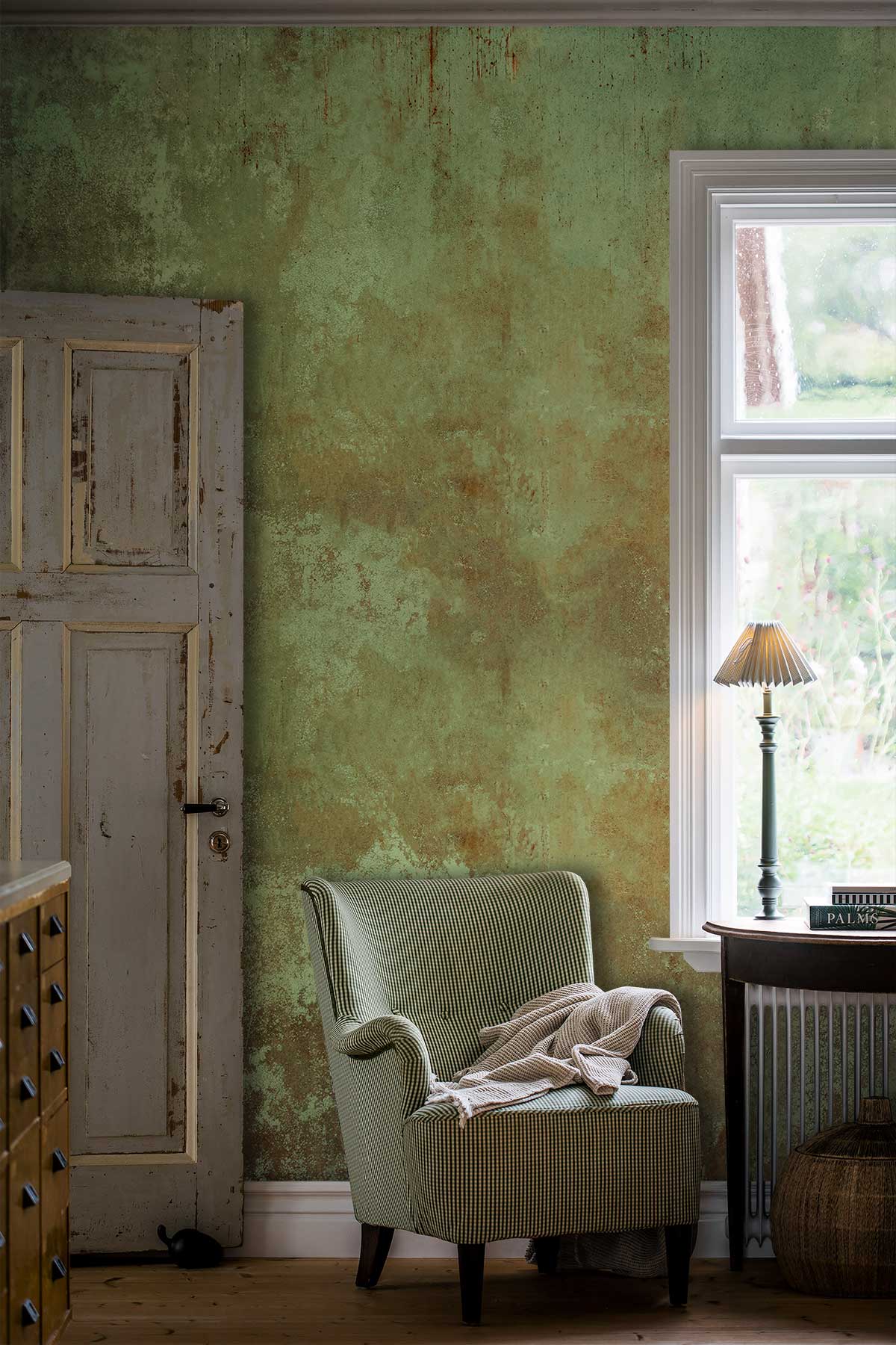 Green Rusted wall Industrial Photo wallpaper for living Room