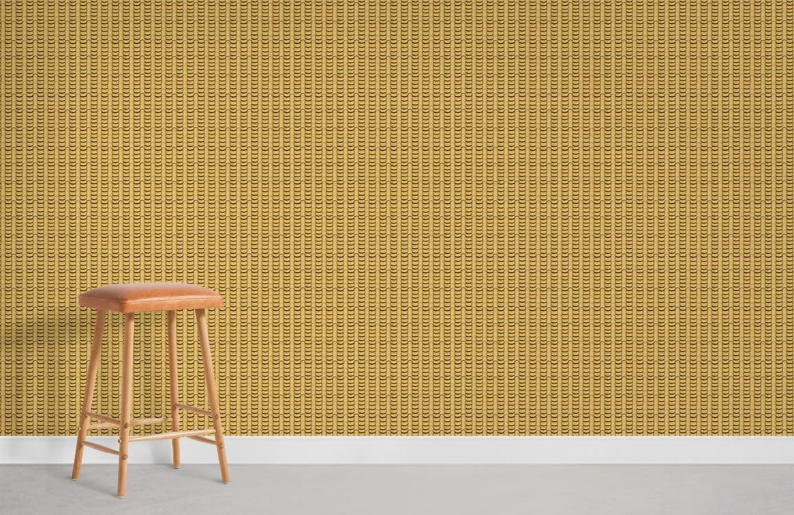 Gold Geometric Herringbone Mural Wallpaper