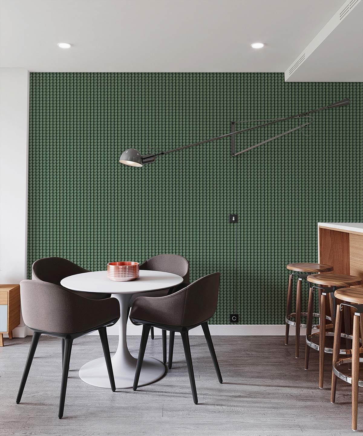 Emerald Green Geometric Mural Wallpaper in Dining room