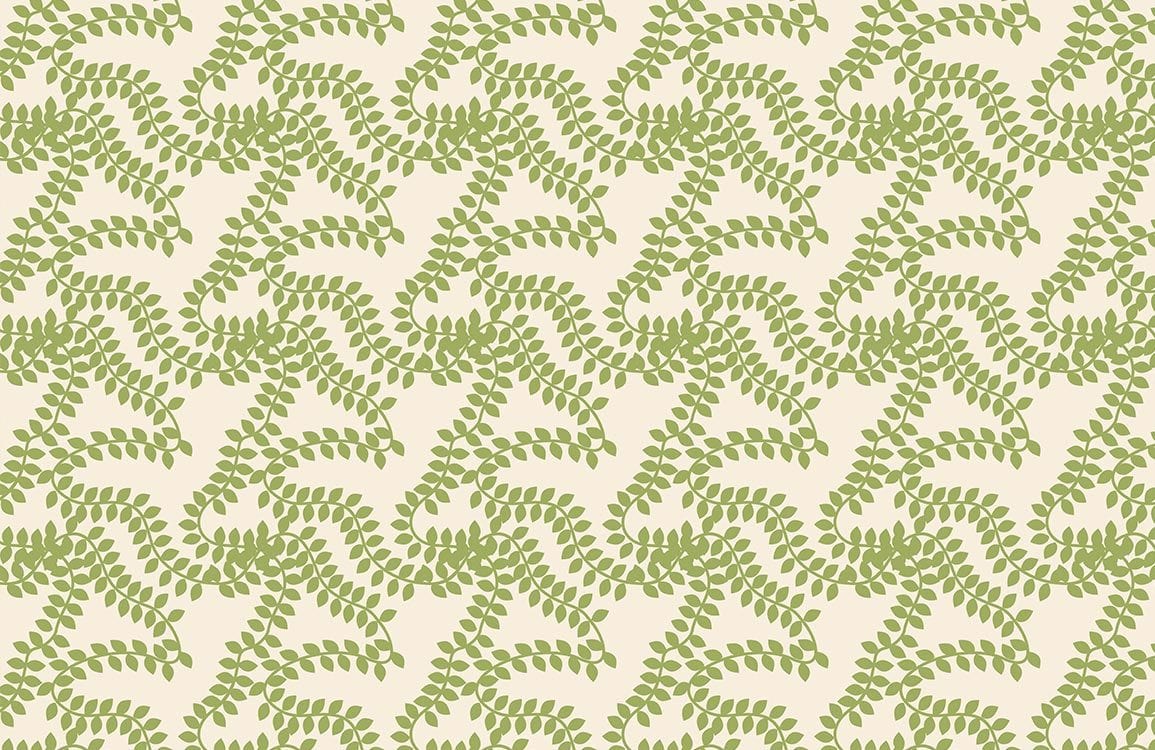 Green Botanical Leaf Pattern Wall Mural