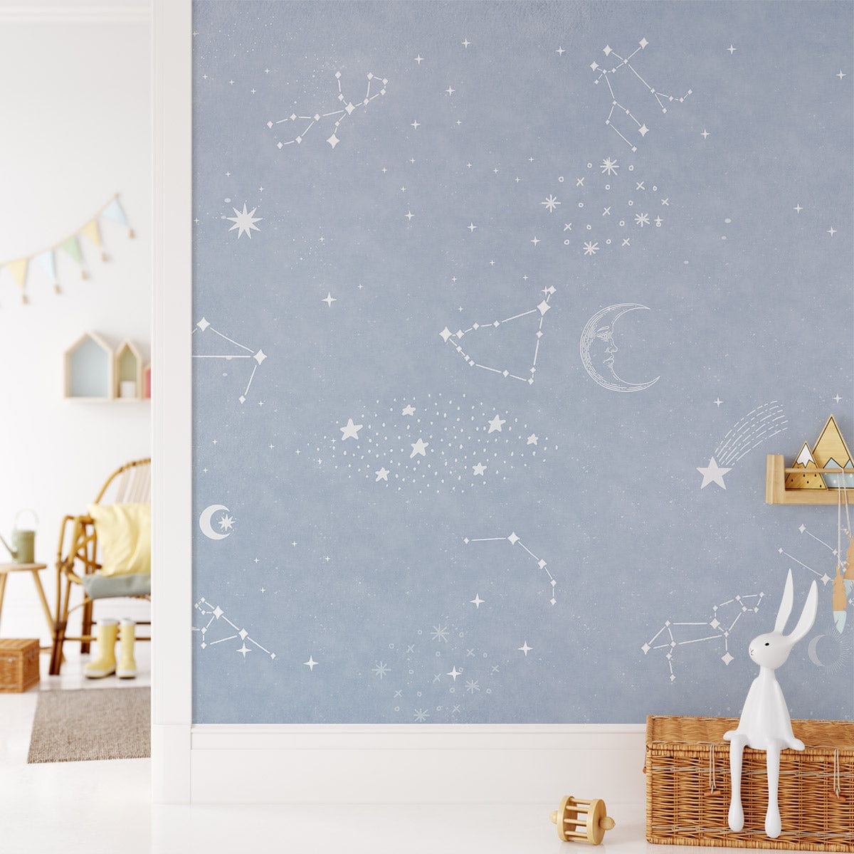 Grey Star Wallpaper Mural Kid's Room Home Interior Decor