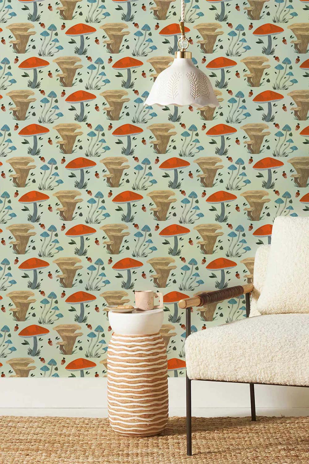 Growing Mushrooms Pattern Wall Mural room decor