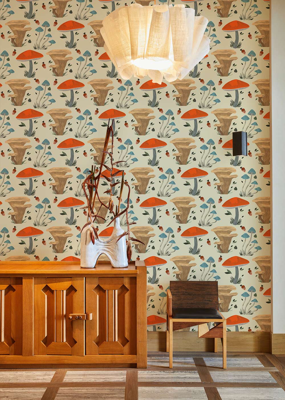Growing Mushrooms Pattern Wall Mural living room