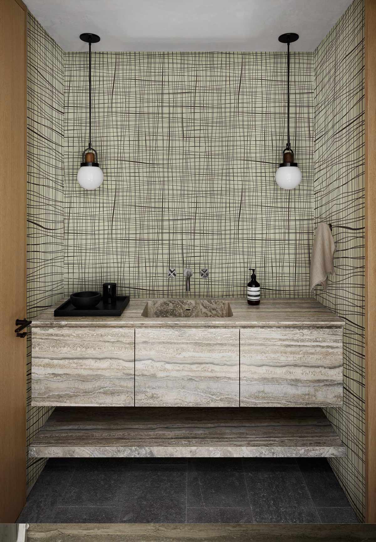 3D Lines Wallpaper Mural in bathroom